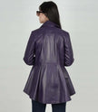 Womens Purple Leather Peplum Jacket