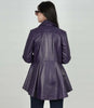 Womens Purple Leather Peplum Jacket