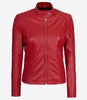 Womens Leather Red Biker Jacket