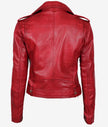 Margaret Womens Red Leather Biker Jacket