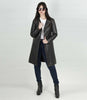Womens Rub off Brown Long Leather Car Coat