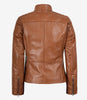 Womens Real Lambskin Leather Tan Biker Jacket