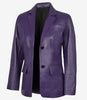 Womens Two Button Purple Leather Blazer