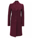 Womens Long Maroon Wool Coat